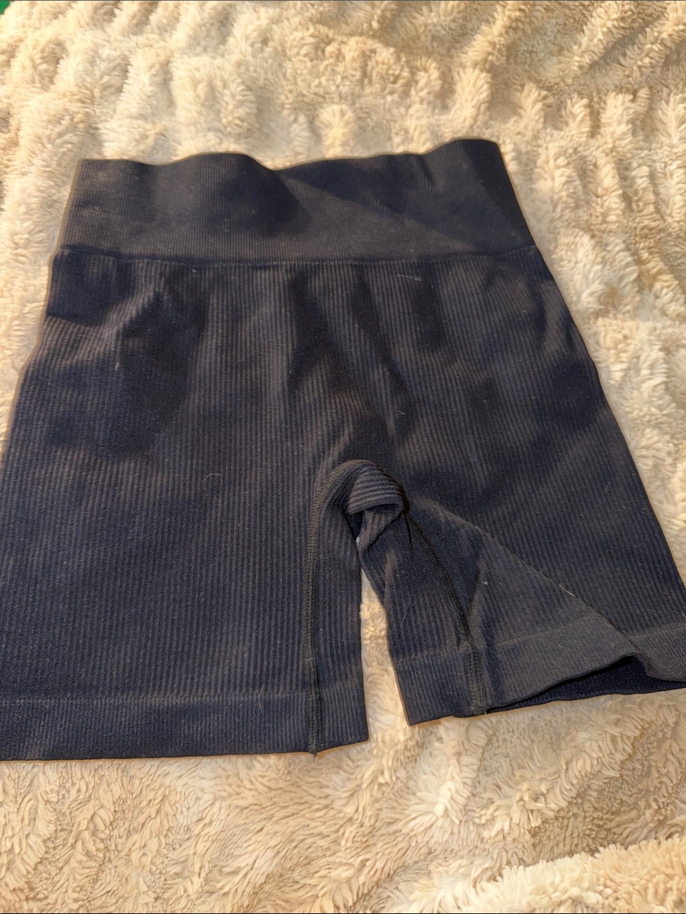 Ribbed High-Waist Women’s Bike Shorts - Black
